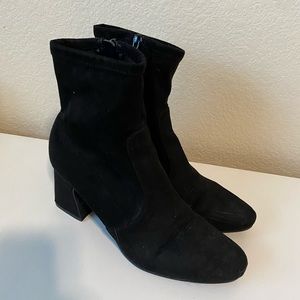 Black faux suede booties